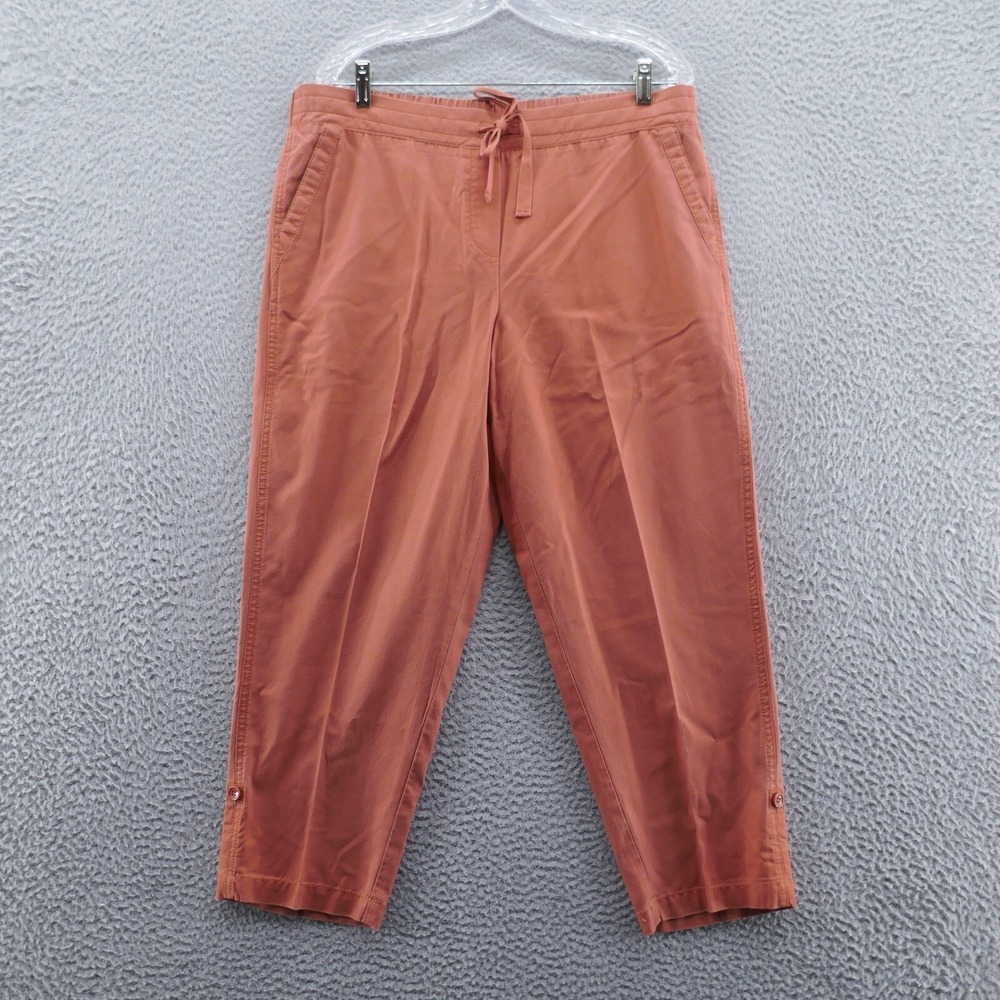Talbots Chambray Drawstring Crop Pants‎ 14 Petite Brown Womens Casual